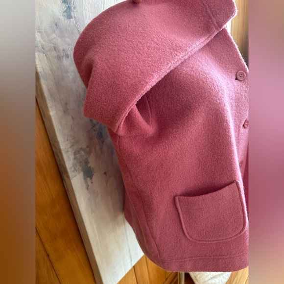 Norm Thompson 100% Wool Light Pink Button Up Sweater Jacket. Front Pockets - Picture 7 of 15